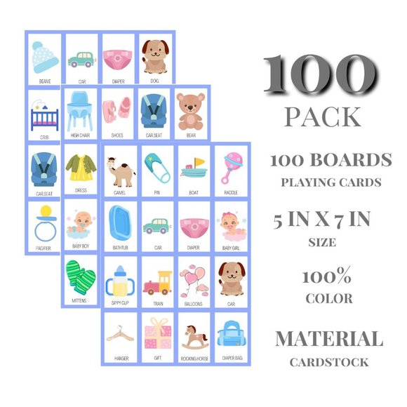 Baby Shower Games - 100 Boards Boy Girl - Baby Gender Reveal Games Invitations - Picture 2 of 4